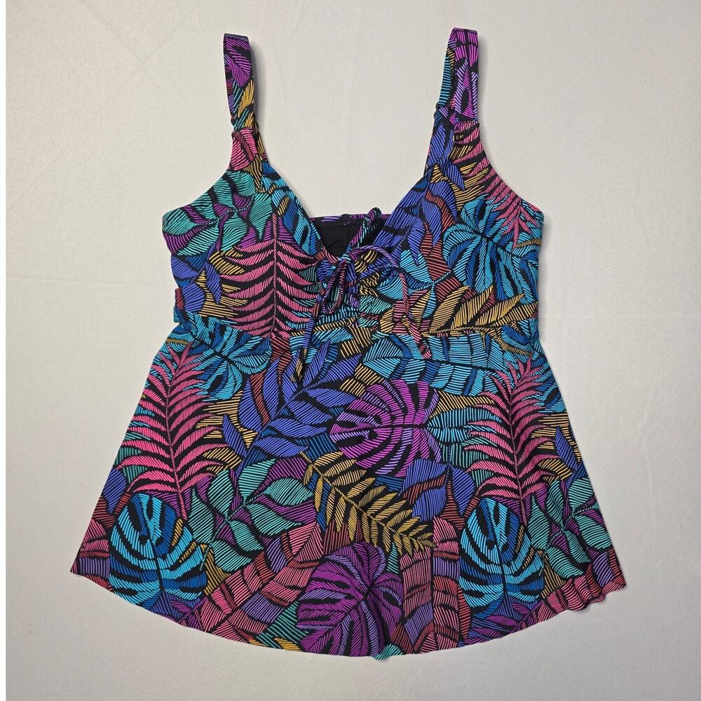 Sunsets Panama Palms Forever Plunge Tankini Swim Top NWT Size 8